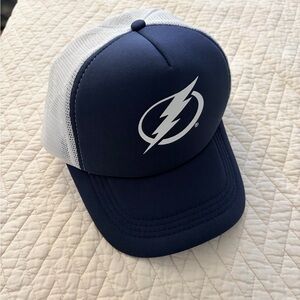 Navy and White Lightning Trucker Hat